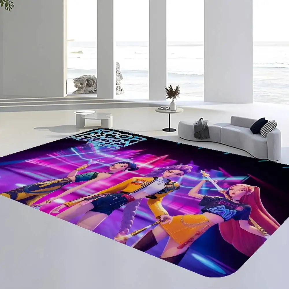 Kpop D-demon Hunters Floor Mat Rectangle Anti-slip Home Soft Badmat Front Door Indoor Outdoor Mat Welcome Doormat
