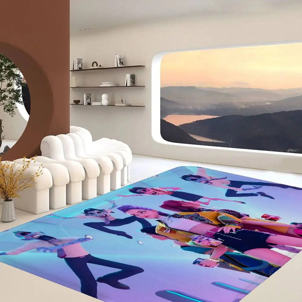 Kpop D-demon Hunters Floor Mat Rectangle Anti-slip Home Soft Badmat Front Door Indoor Outdoor Mat Welcome Doormat