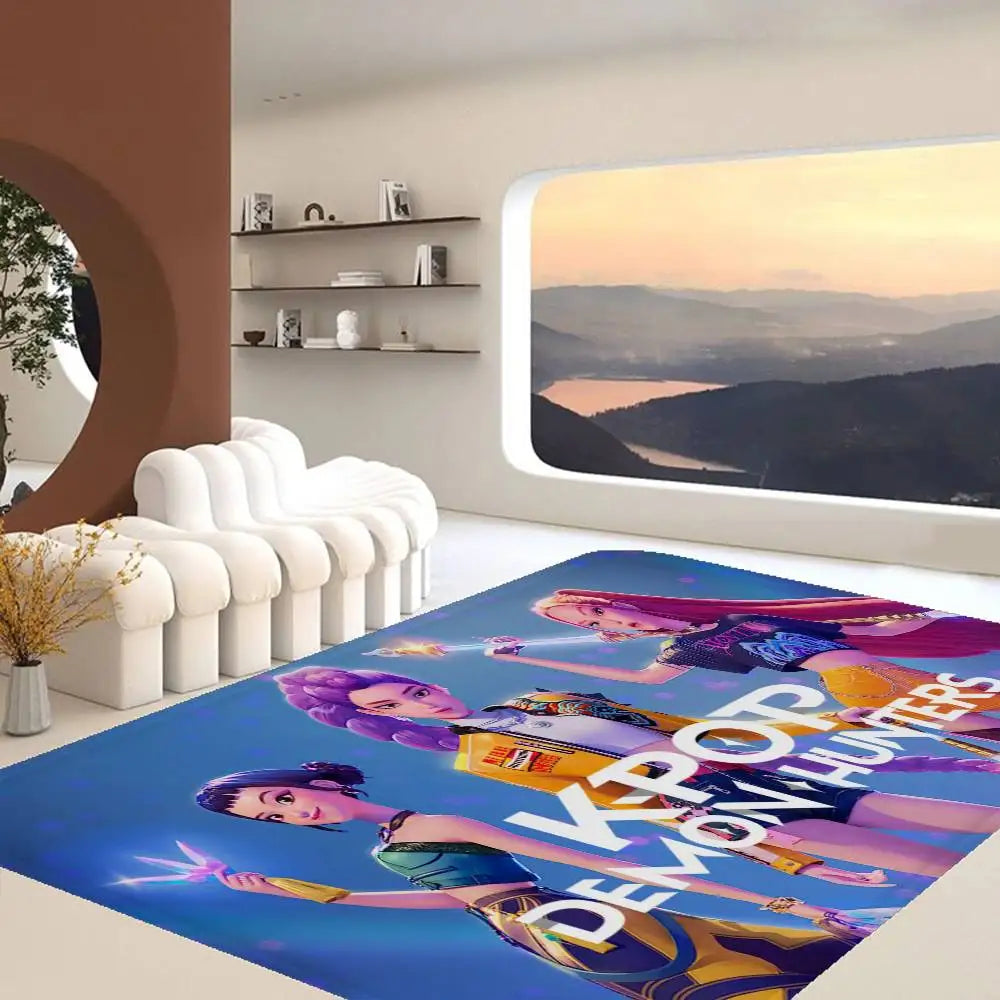 Kpop D-demon Hunters Floor Mat Rectangle Anti-slip Home Soft Badmat Front Door Indoor Outdoor Mat Welcome Doormat