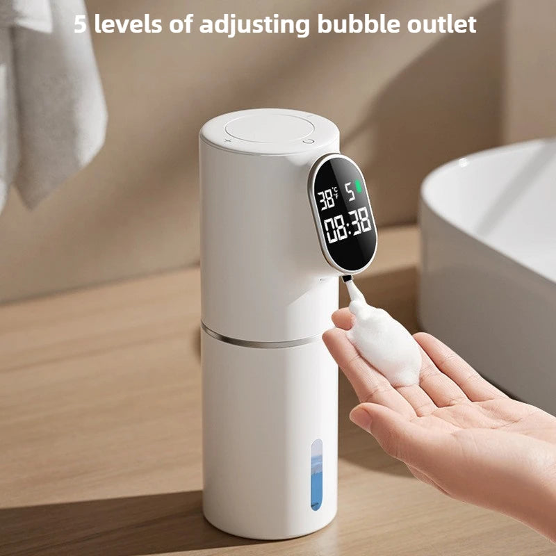 Automatic Foam Soap Dispenser – Smart LED Display, Adjustable Levels, Touch-Free & Stylish Design